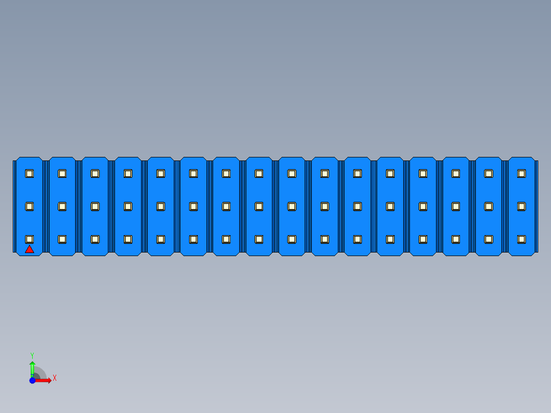 彩色公头100mil（2.54mm）系列-DS1021_blue_3x16p_100mil_Type5_rev1.0前视图