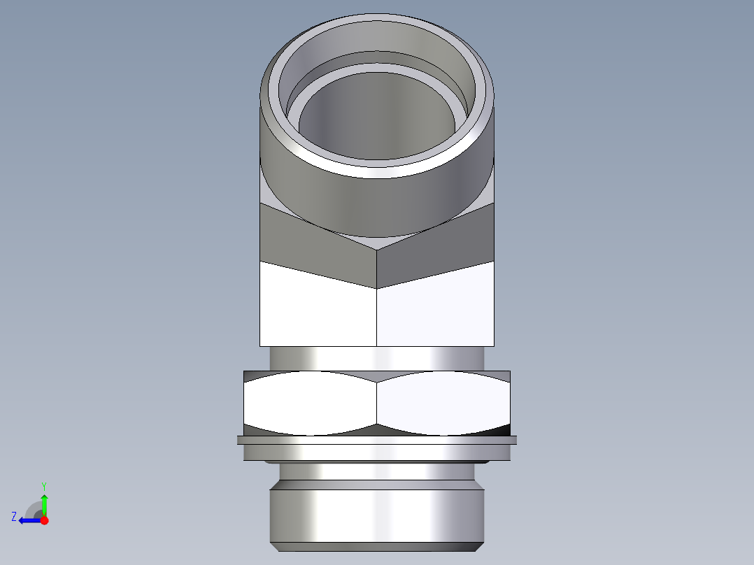 卡套式工业通用硬管接头EO_Adjustable_locknut_45_deg_elbow_VEE28LMOMDCF右视图