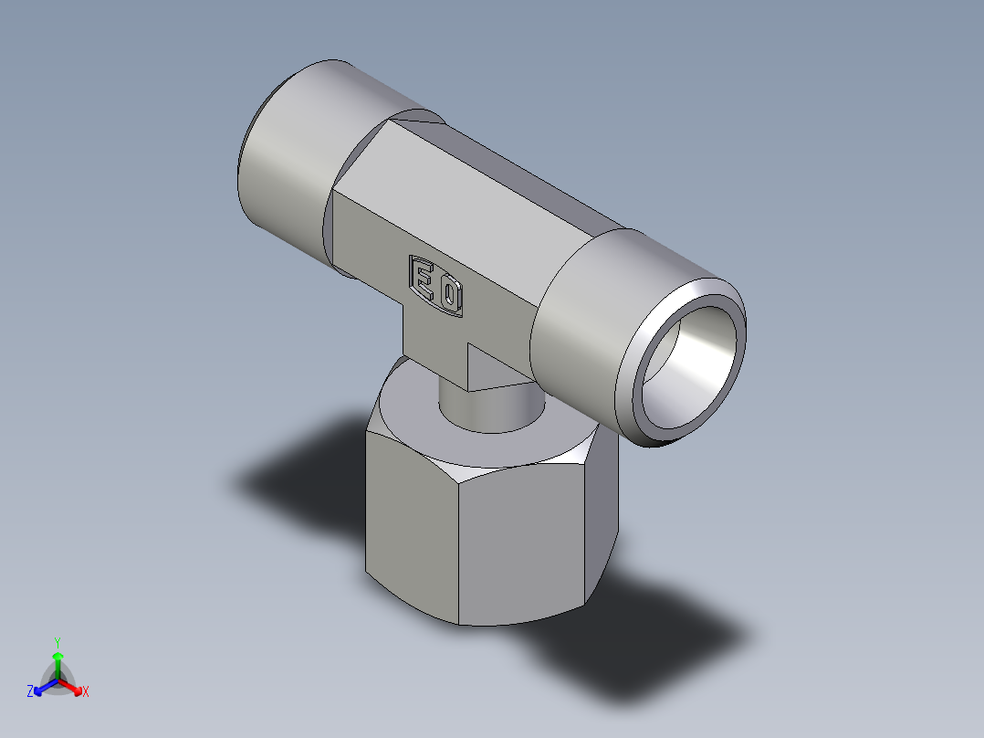 卡套式工业通用硬管接头EO_Standpipe_branch_tee_EVT08LOMDCF正等轴测图