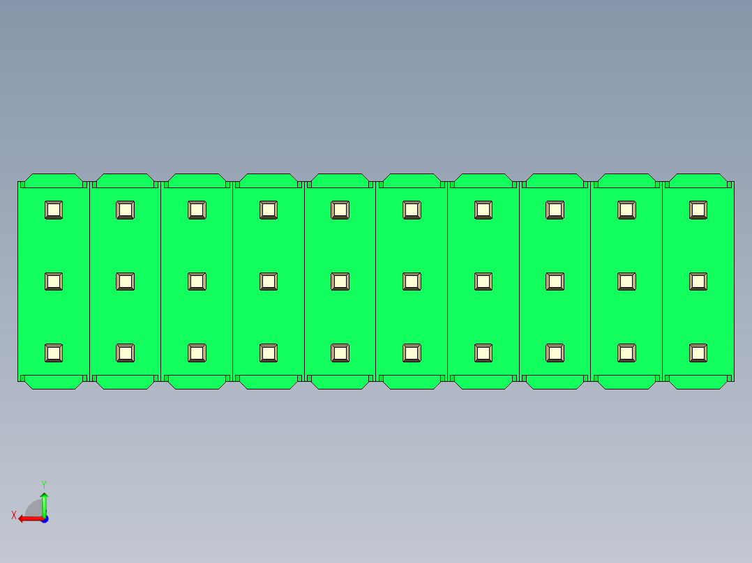 彩色公头100mil（2.54mm）系列-DS1021_green_3x10p_100mil_Type43_rev1.0后视图