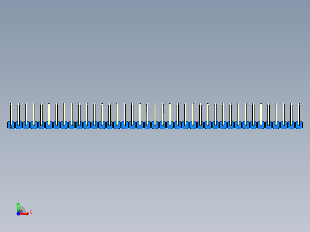 彩色公排针 100mil 2.54mm 系列-DS1022_blue_39p_100mil_TypeU_rev1.0前视图