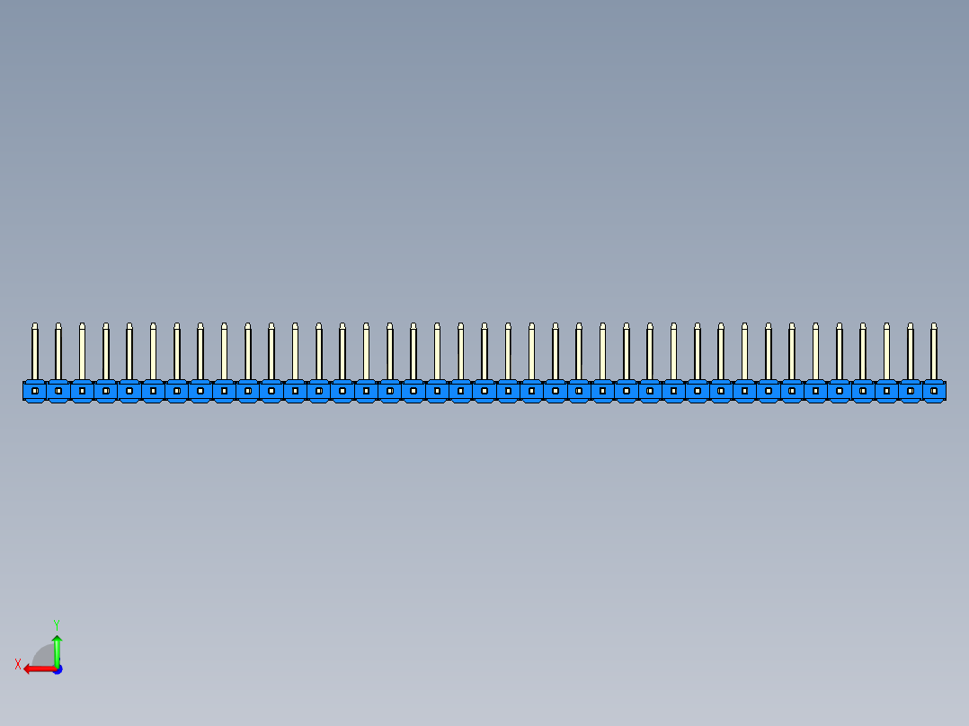 彩色公排针 100mil 2.54mm 系列-DS1022_blue_39p_100mil_TypeU_rev1.0后视图