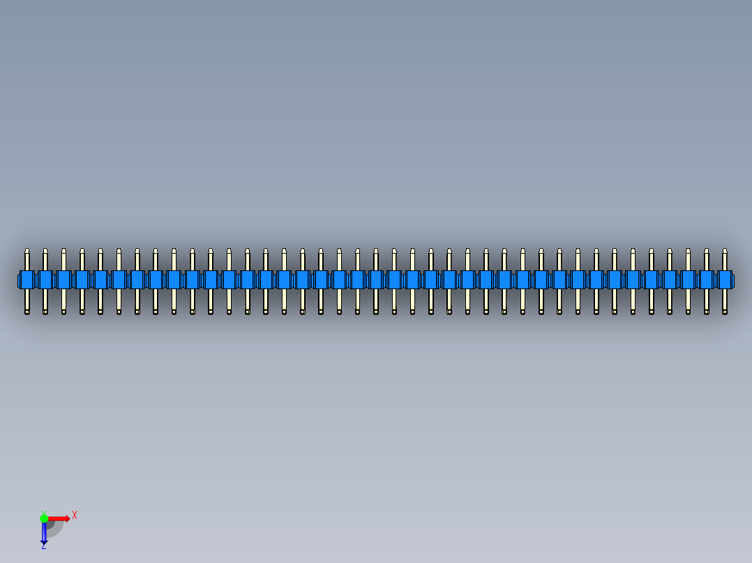 彩色公排针 100mil 2.54mm 系列-DS1022_blue_39p_100mil_TypeU_rev1.0俯视图