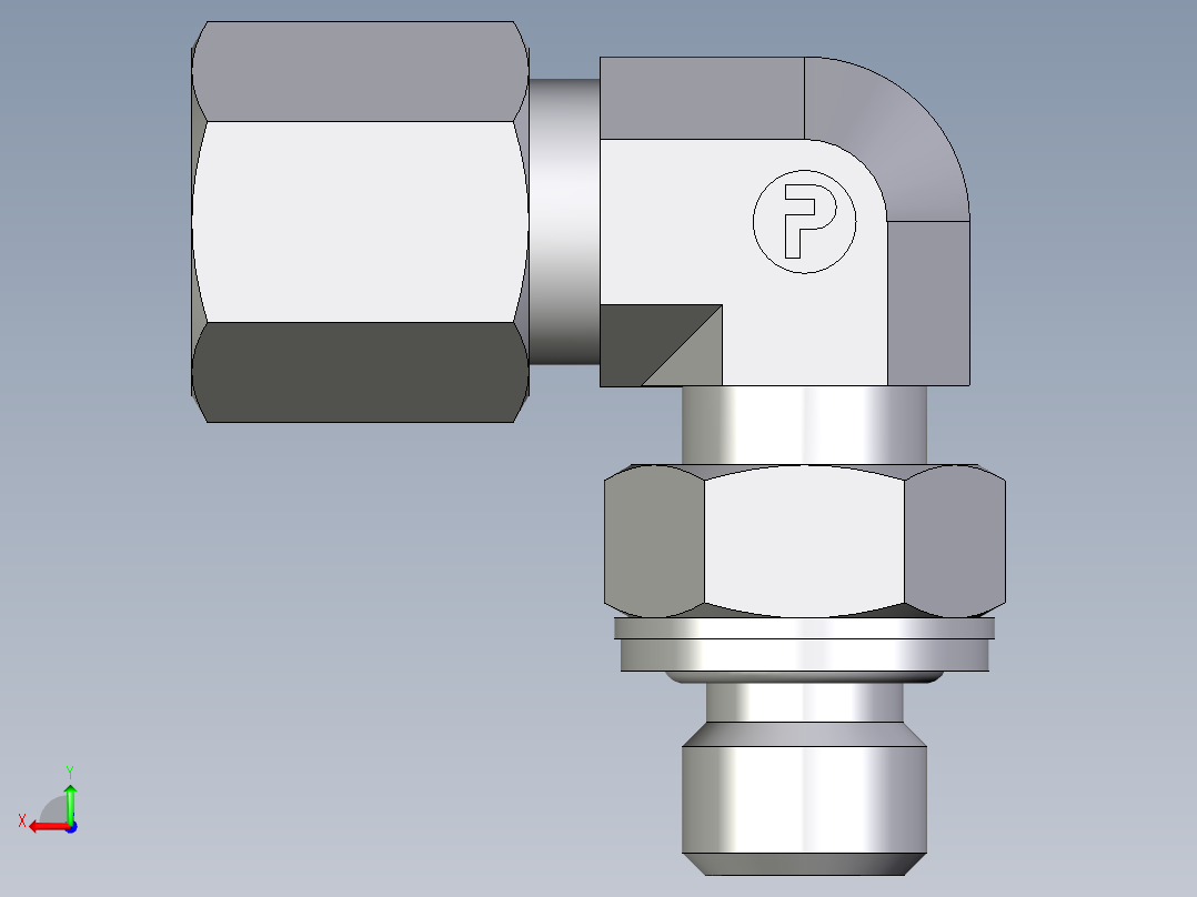 卡套式工业通用硬管接头EO_Adjustable_Locknut_elbow_WEE06SMCF后视图