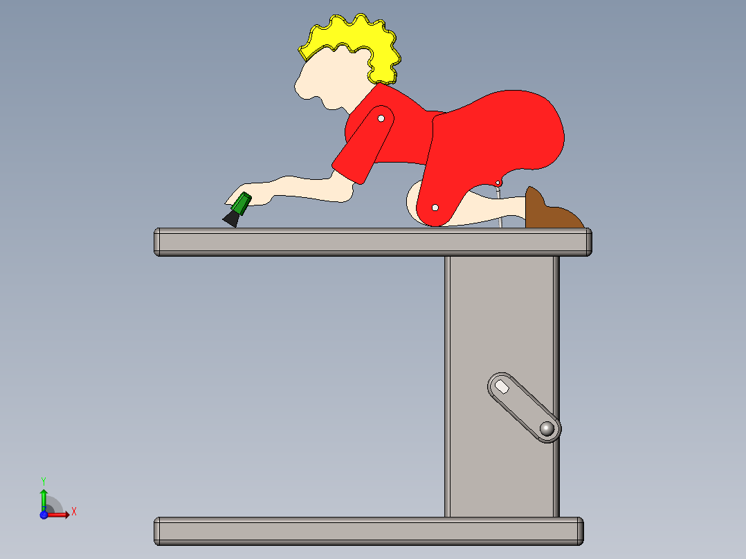 可动清洁女工玩具前视图