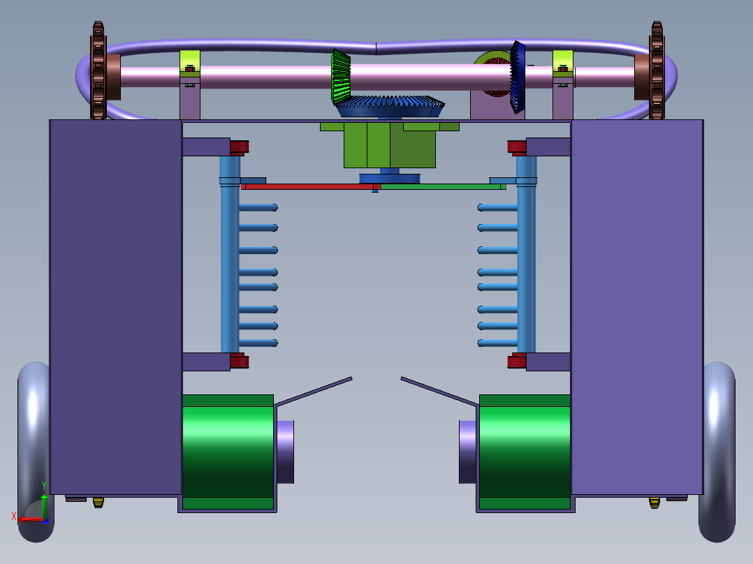 蓝莓收获机三维图纸SolidWorks后视图