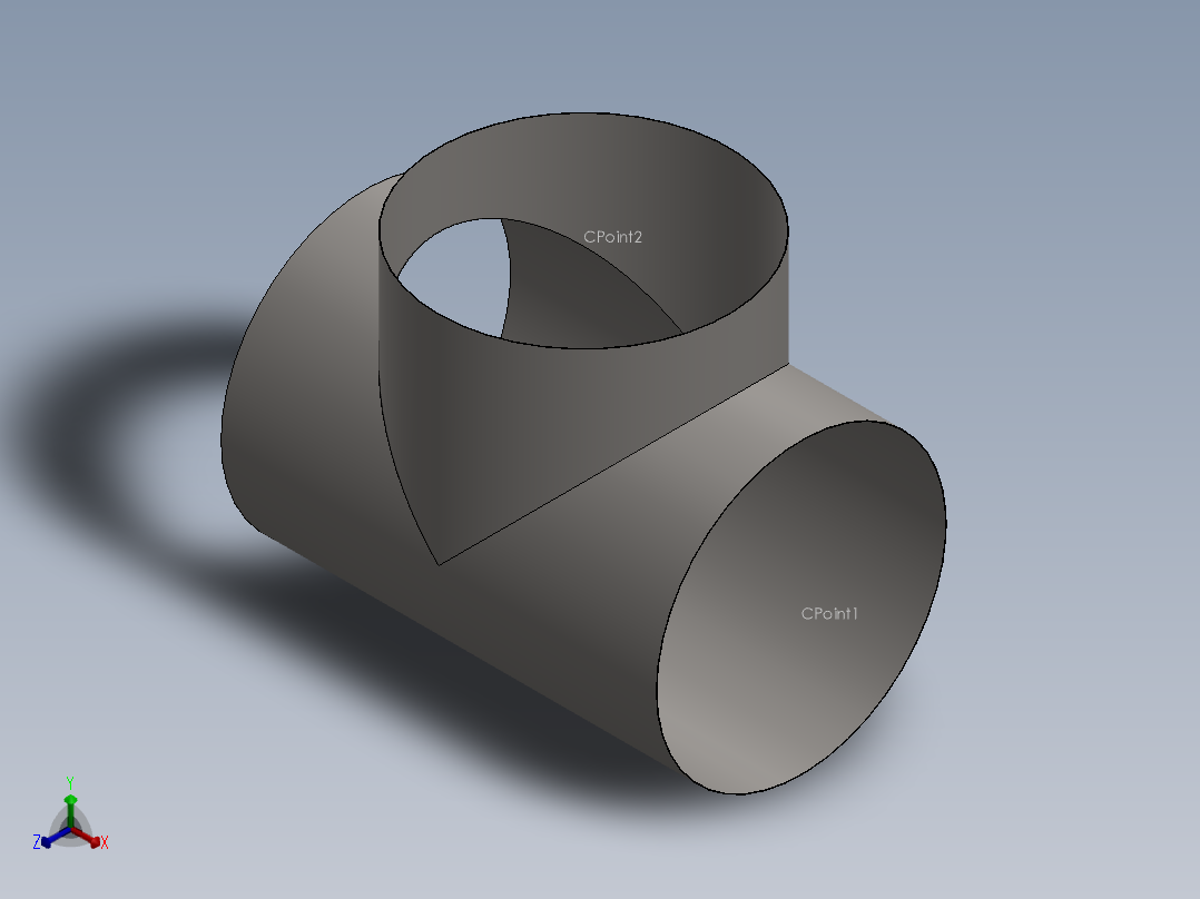 hvac round duct tee正等轴测图
