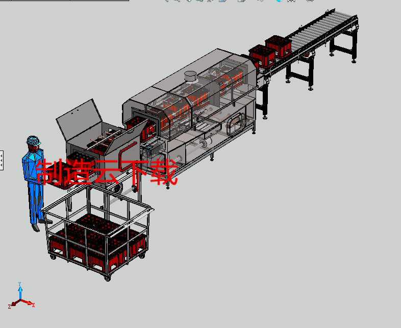 工业洗箱机自动化流水线3D模型