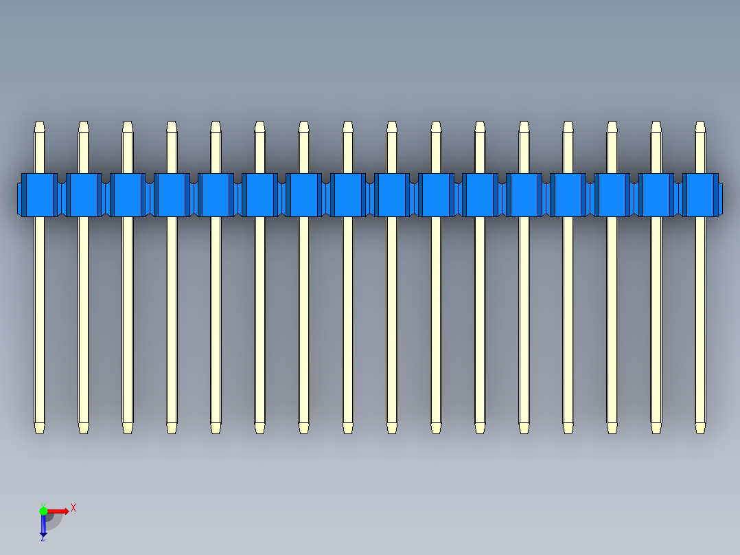 彩色公头100mil（2.54mm）系列-DS1021_blue_2x16p_100mil_Type5_rev1.0俯视图