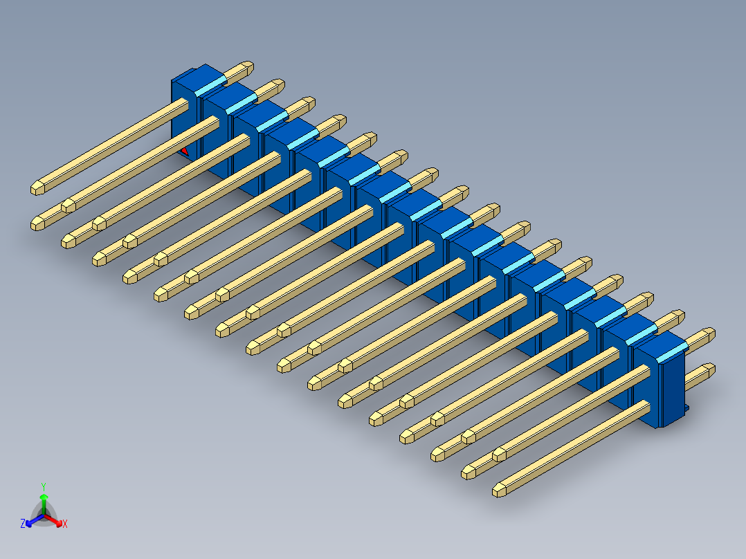 彩色公头100mil（2.54mm）系列-DS1021_blue_2x16p_100mil_Type5_rev1.0正等轴测图