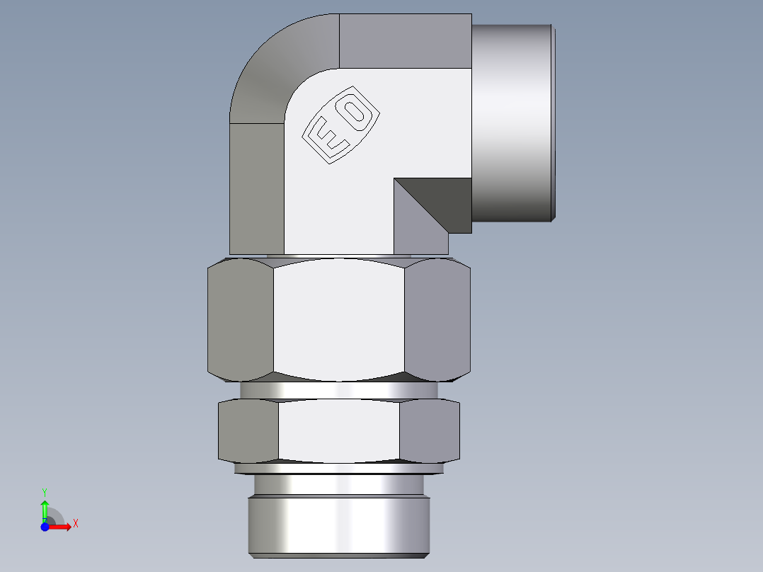 卡套式工业通用硬管接头EO_Assembled_adjustable_standpipe_elbow_EVW38SROMD71前视图