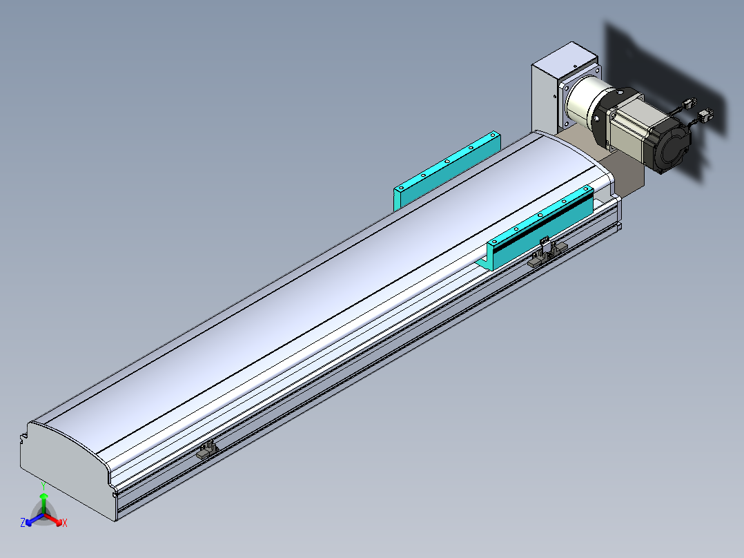 同步带滑台-半封闭B22H-L100-C-S750-LU-P75-D3-N5正等轴测图