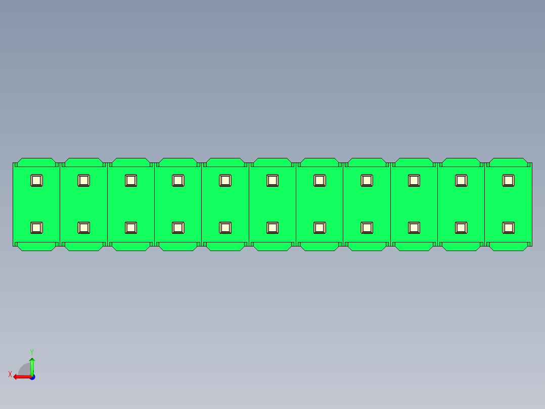 彩色公头100mil（2.54mm）系列-DS1021_green_2x11p_100mil_Type19_rev1.0后视图