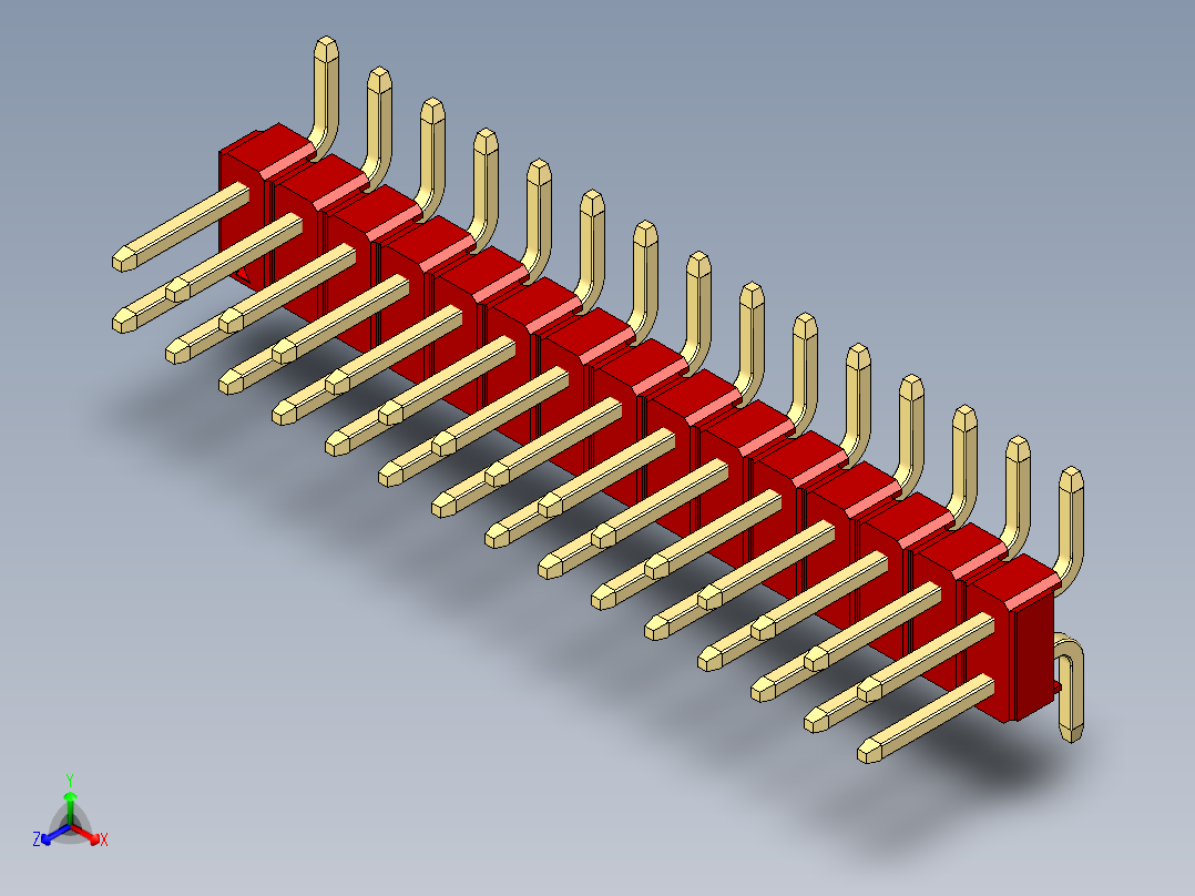 彩色公排针 100mil 2.54mm 系列-DS1022_red_30p_100mil_TypeSMT_rev1.0