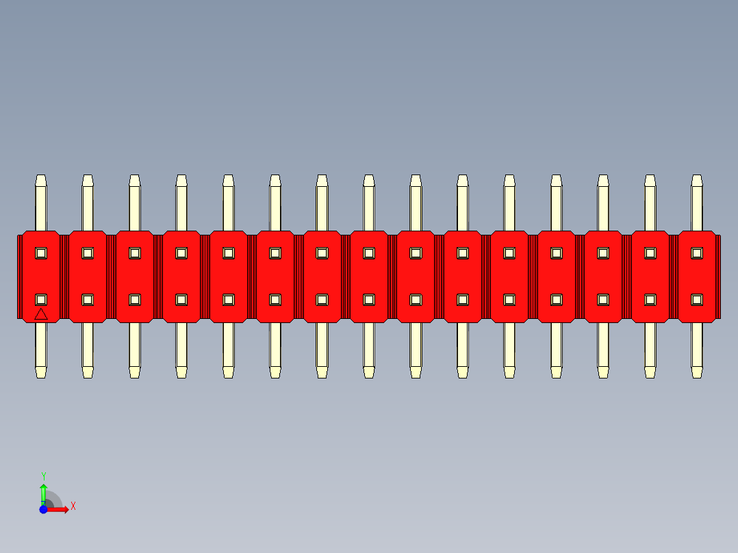 彩色公排针 100mil 2.54mm 系列-DS1022_red_30p_100mil_TypeSMT_rev1.0前视图