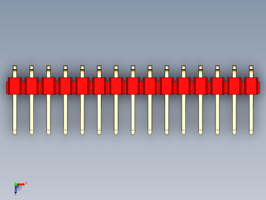 彩色公排针 100mil 2.54mm 系列-DS1022_red_30p_100mil_TypeSMT_rev1.0俯视图