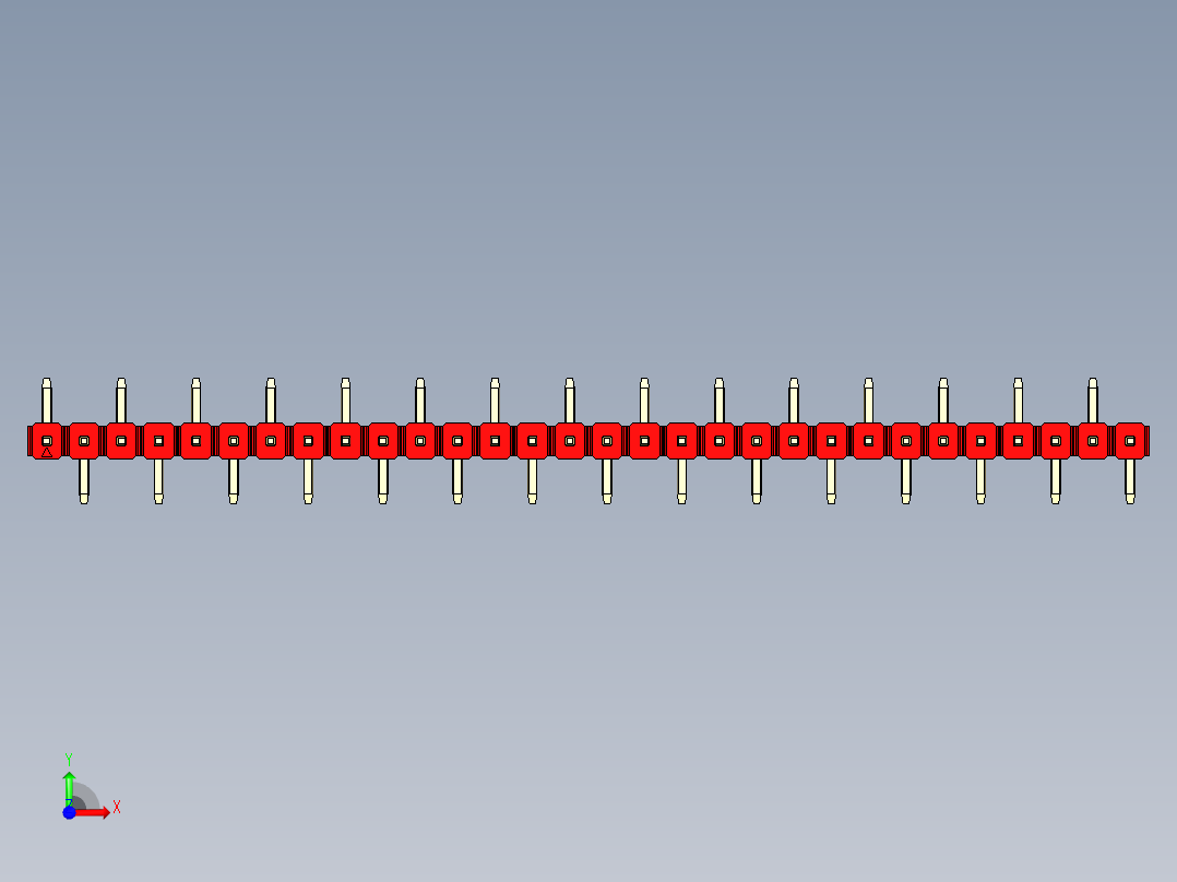 彩色公排针 100mil 2.54mm 系列-DS1022_red_30p_100mil_Type_SMT_R1_rev1.0前视图