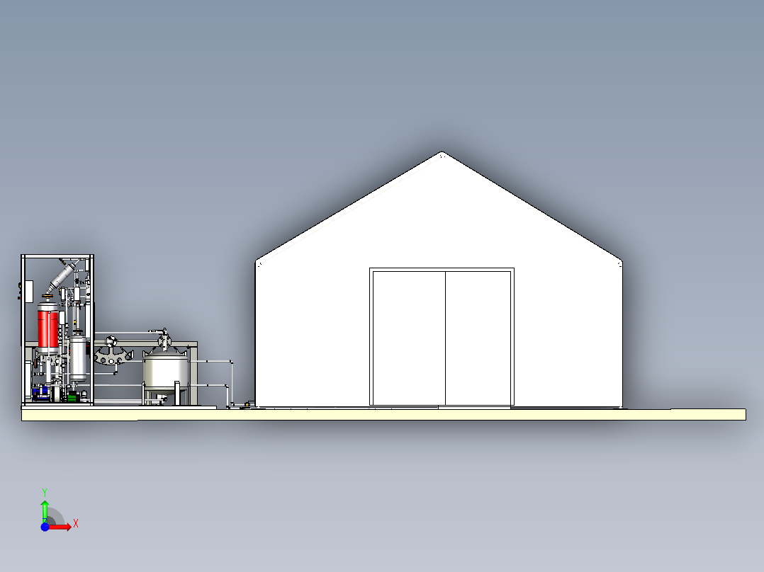 温室吸收太阳能冷却前视图