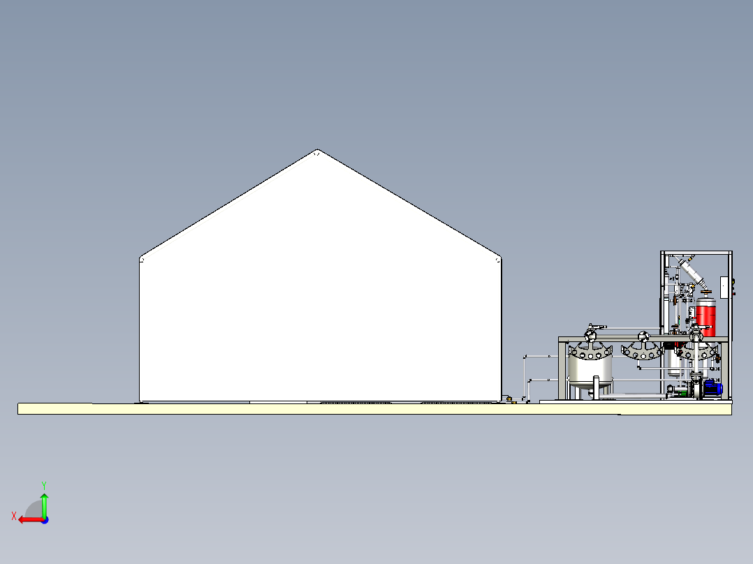 温室吸收太阳能冷却后视图