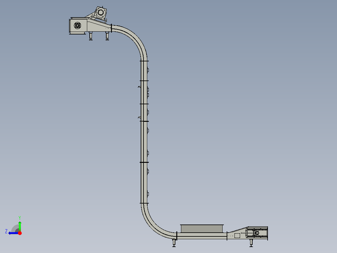 垂直刮板输送机右视图
