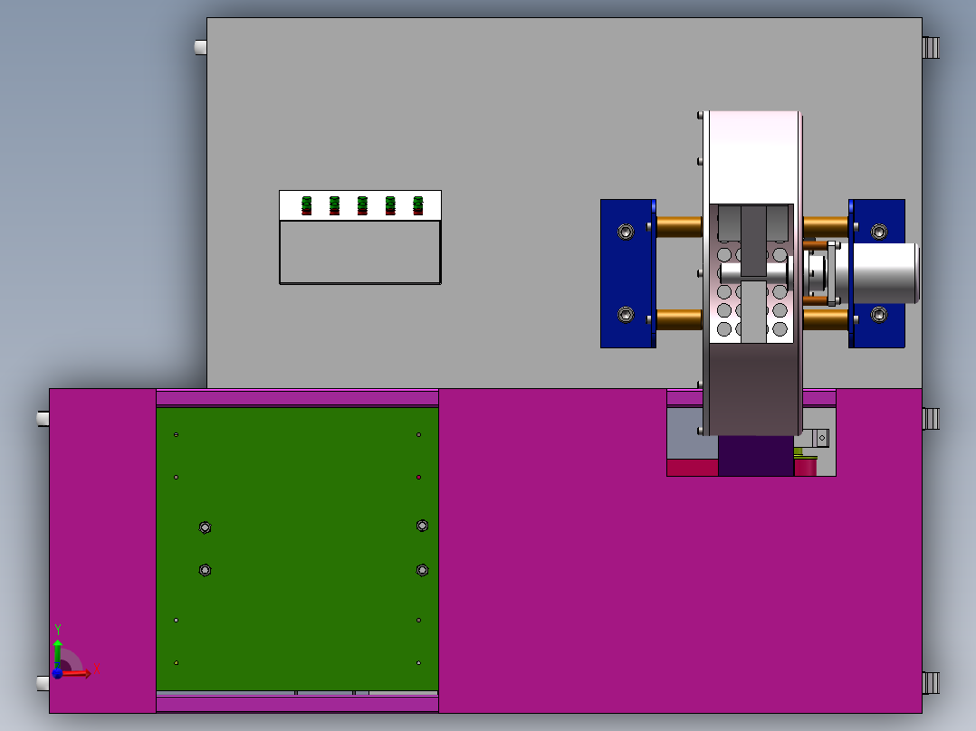 Q427-纸币分类整理装置（整理机构）的设计【三维SolidWorks】前视图