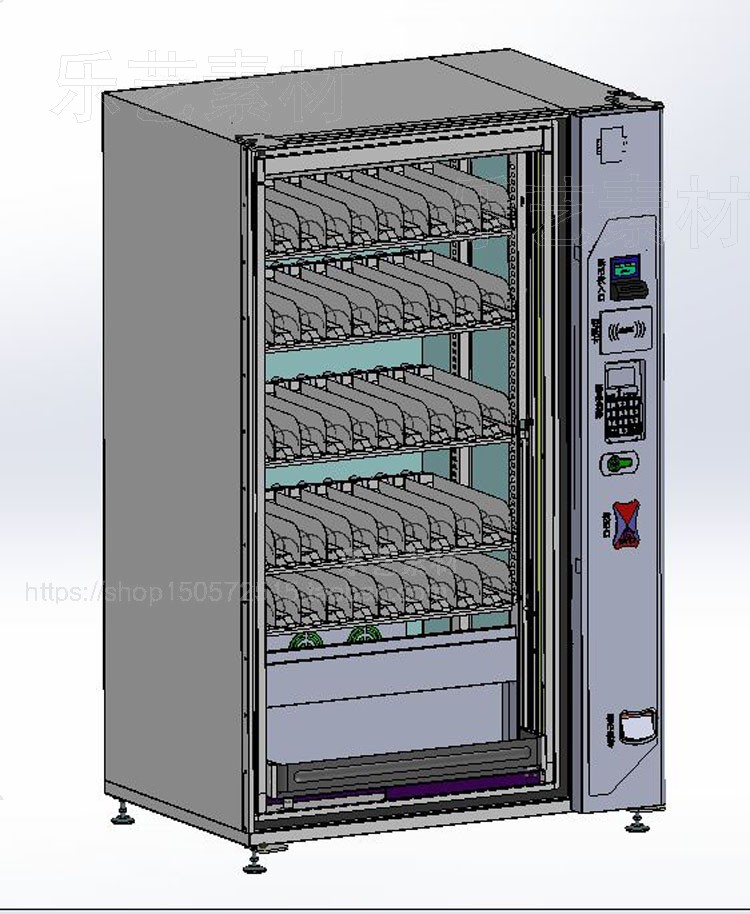 自动售货机图纸模型贩卖机智能售卖机三维3D机械图纸模型2款资料
