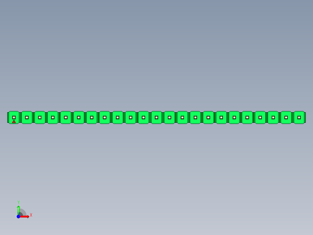 彩色公头100mil（2.54mm）系列-DS1021_green_1x23p_100mil_Type19_rev1.0前视图