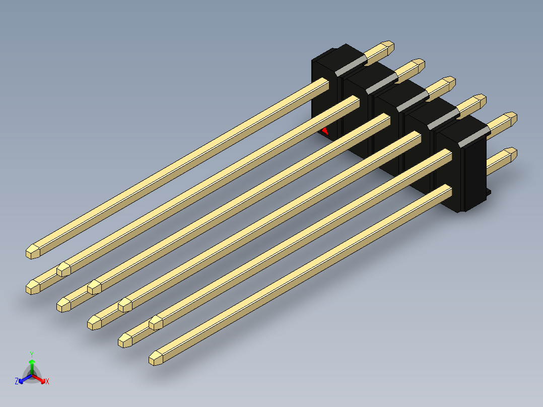 彩色公头100mil（2.54mm）系列-DS1021_black_2x05p_100mil_Type43_rev1.0正等轴测图