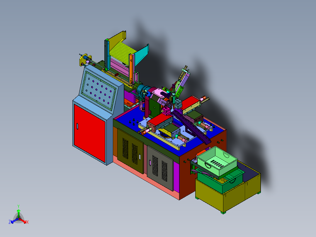 汽车配件销轴连续加工设备正等轴测图