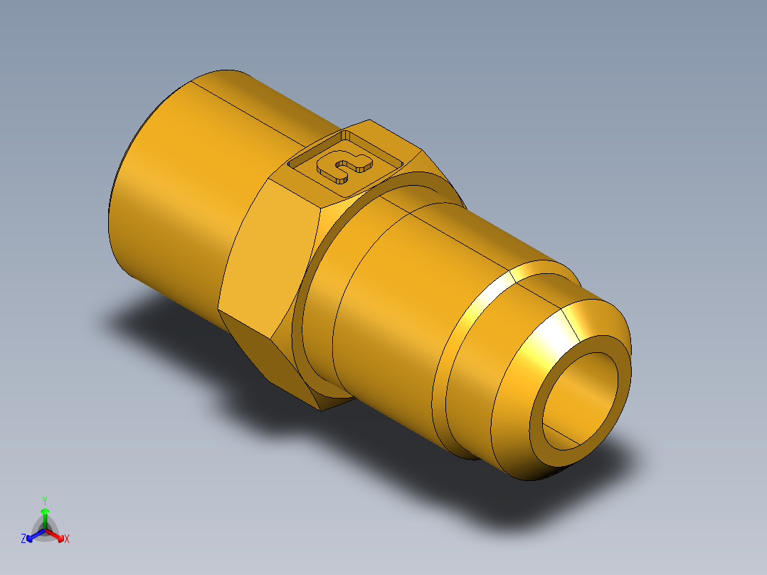扩口式工业通用硬管接头Flare To Solder 43F-4-5正等轴测图