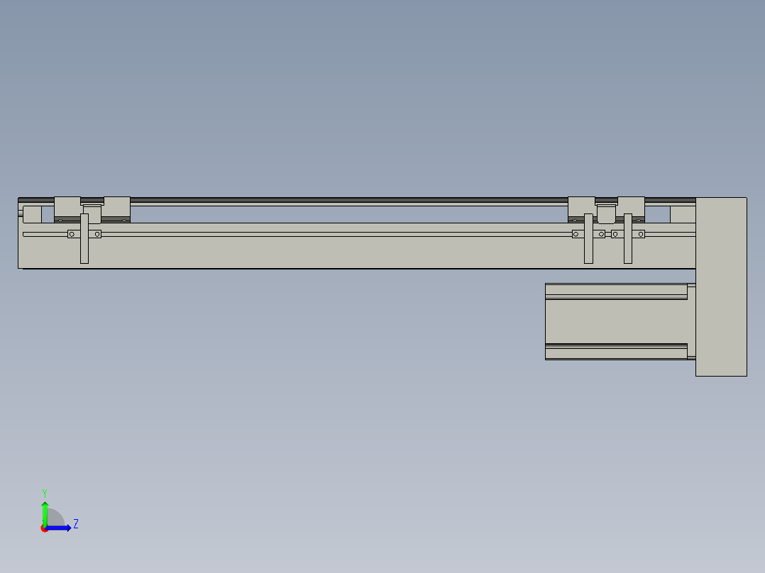 直线模组LHA6-S400-D-200W(16丝杆)设计图纸左视图