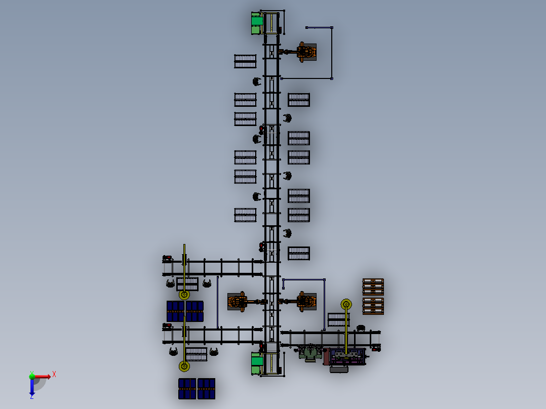 三相异步电动机装配产线sw20可编辑俯视图