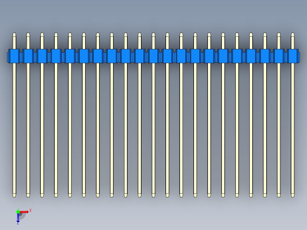 彩色公头100mil（2.54mm）系列-DS1021_blue_1x21p_100mil_Type43_rev1.0俯视图