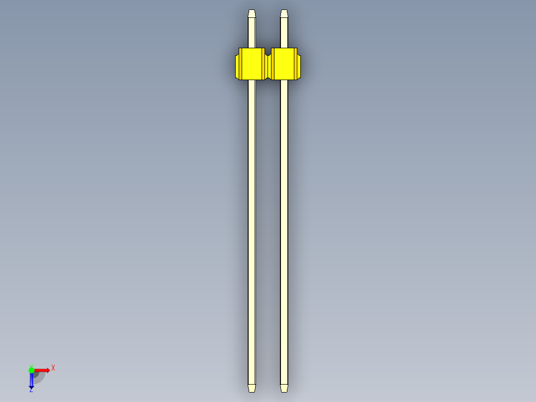 彩色公头100mil（2.54mm）系列-DS1021_yellow_1x02p_100mil_Type43_rev1.0俯视图