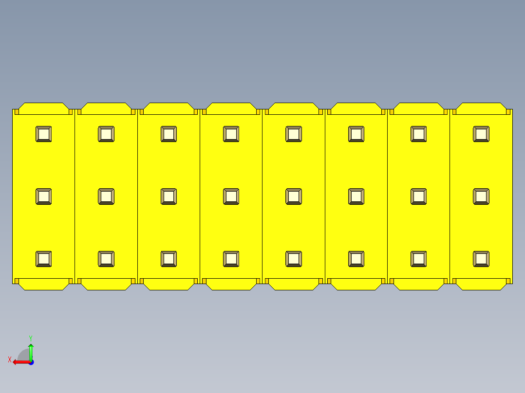 彩色公头100mil（2.54mm）系列-DS1021_yellow_3x08p_100mil_Type1_rev1.0后视图
