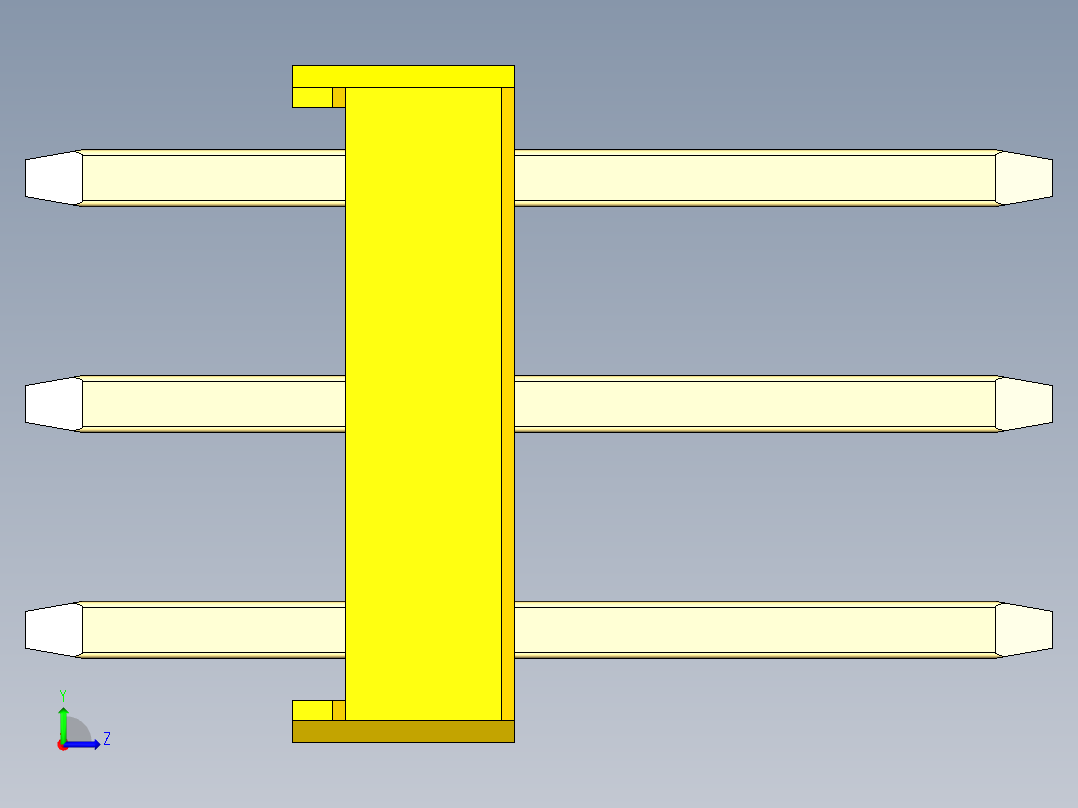 彩色公头100mil（2.54mm）系列-DS1021_yellow_3x08p_100mil_Type1_rev1.0左视图