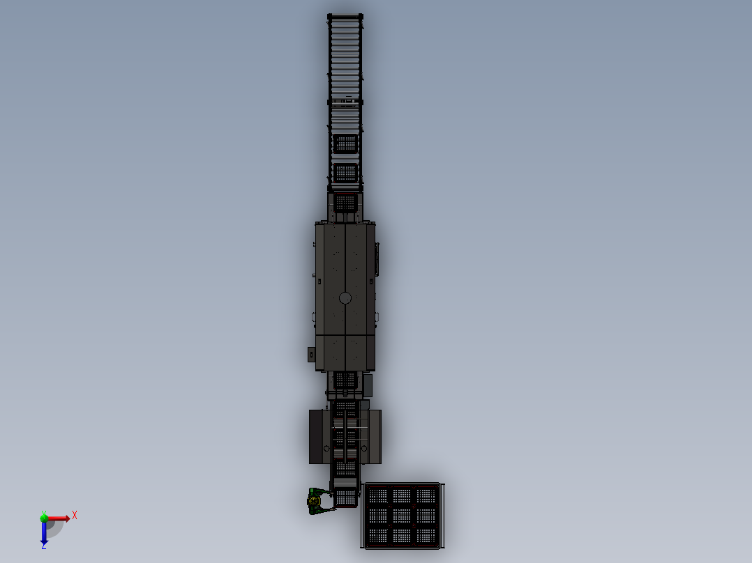 自动化工业洗箱机流水线3D模型俯视图
