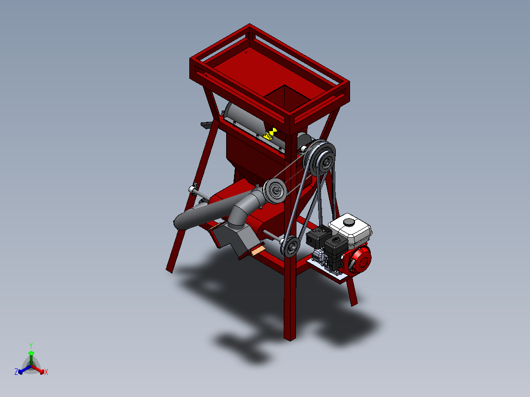 带输送机的玉米脱粒机-SW正等轴测图