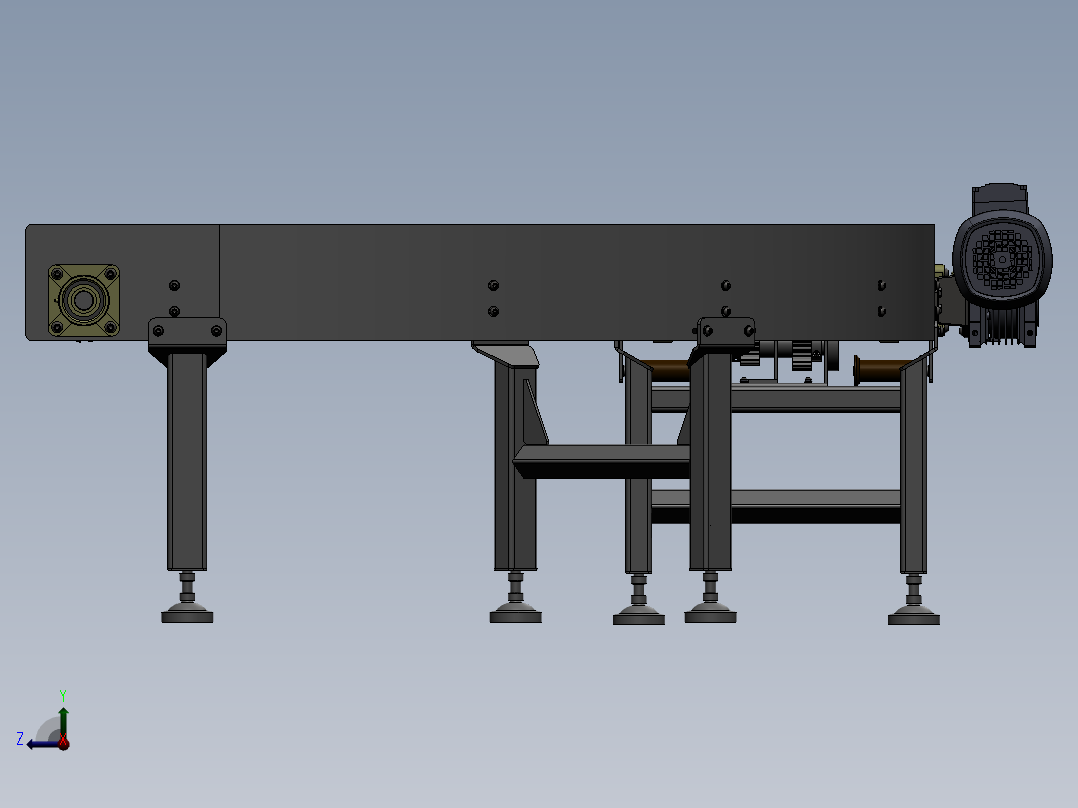 90度圆弧转弯机sw18可编辑右视图