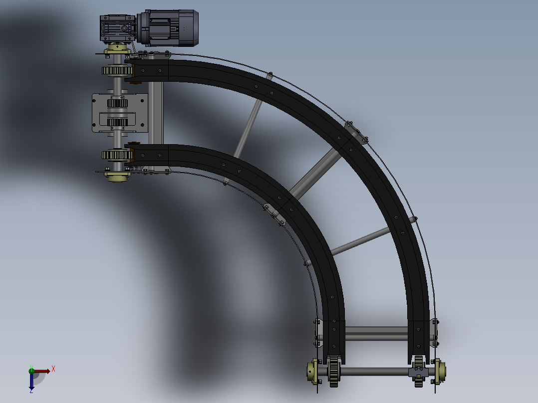 90度圆弧转弯机sw18可编辑俯视图