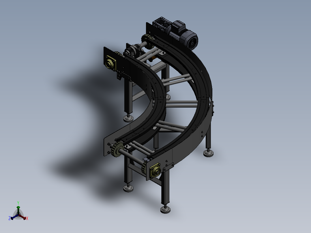 90度圆弧转弯机sw18可编辑正等轴测图