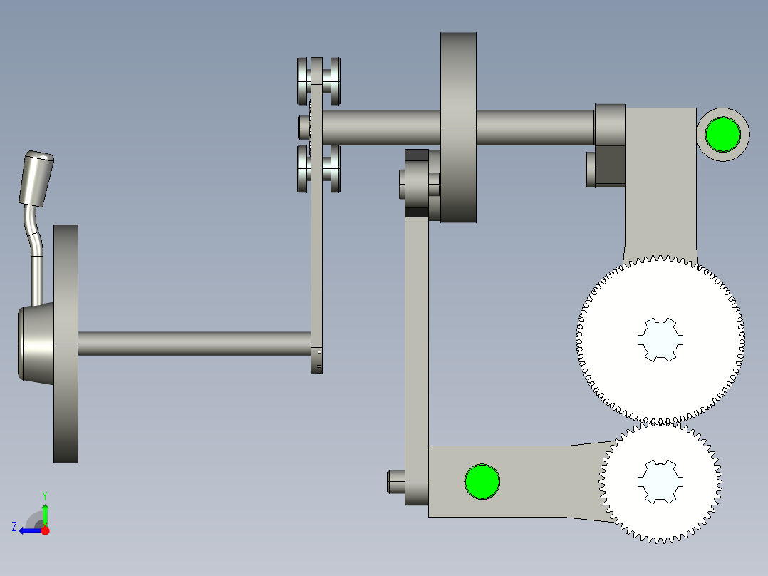 CA6140车床主传动系统操纵机构三维建模及动态演示（精）【含图和文档】右视图