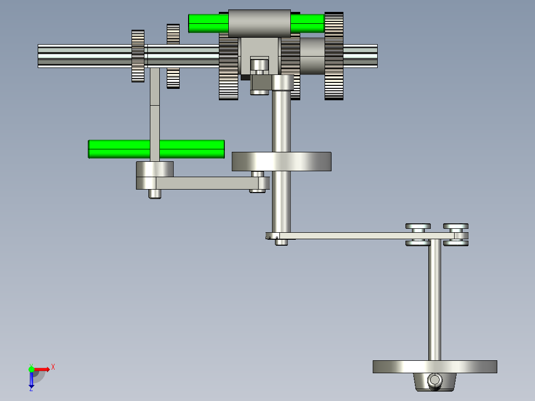 CA6140车床主传动系统操纵机构三维建模及动态演示（精）【含图和文档】俯视图