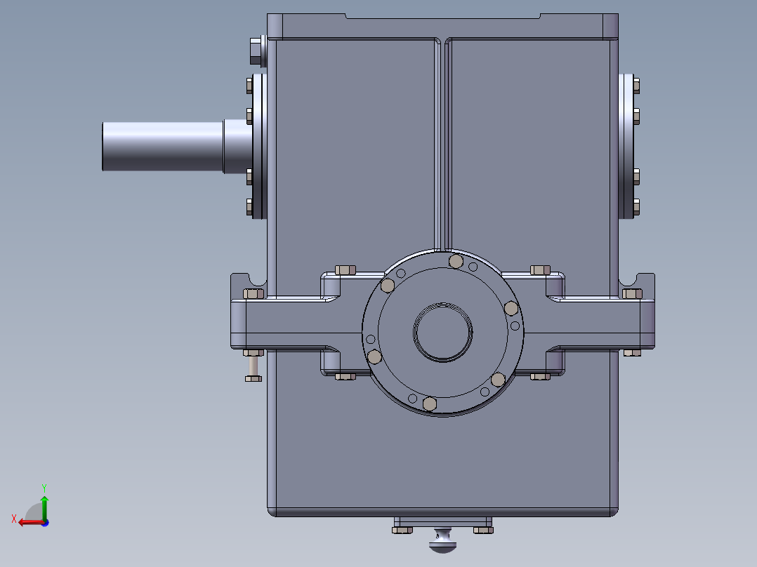 一级蜗轮蜗杆减速器后视图