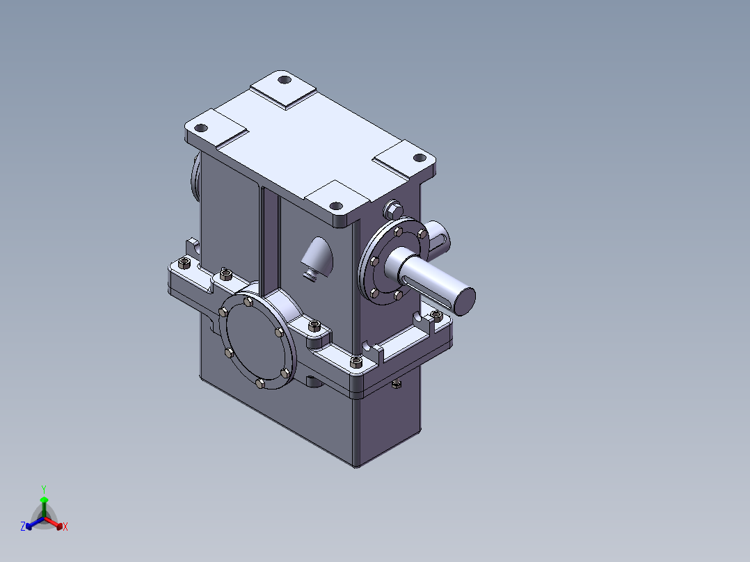 一级蜗轮蜗杆减速器正等轴测图