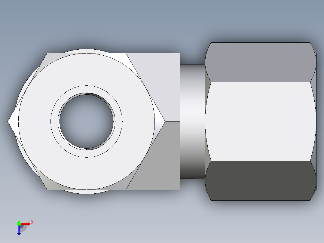 卡套式工业通用硬管接头EO_Adjustable_locknut_run_tee_LEE10ZLRCF俯视图