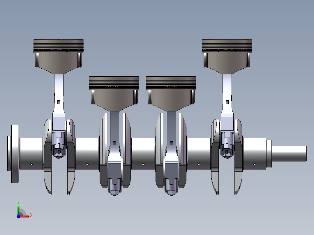 发动机活塞连杆传动机械模型前视图