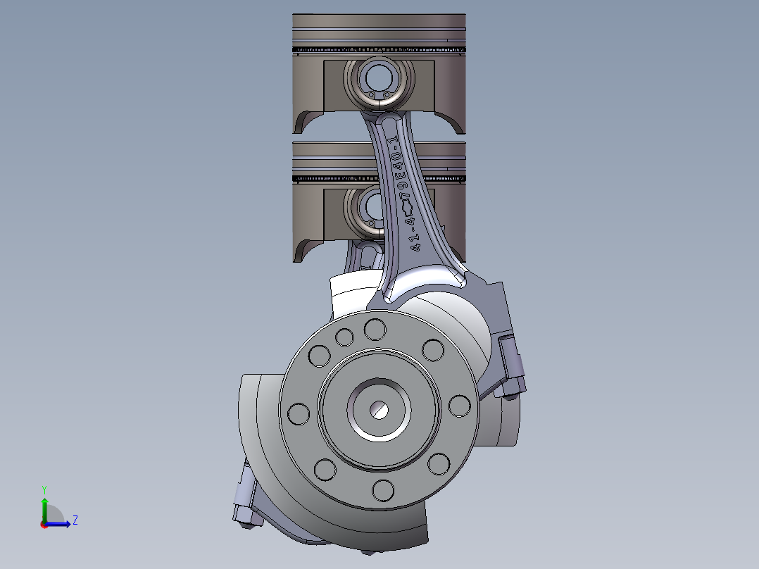 发动机活塞连杆传动机械模型左视图