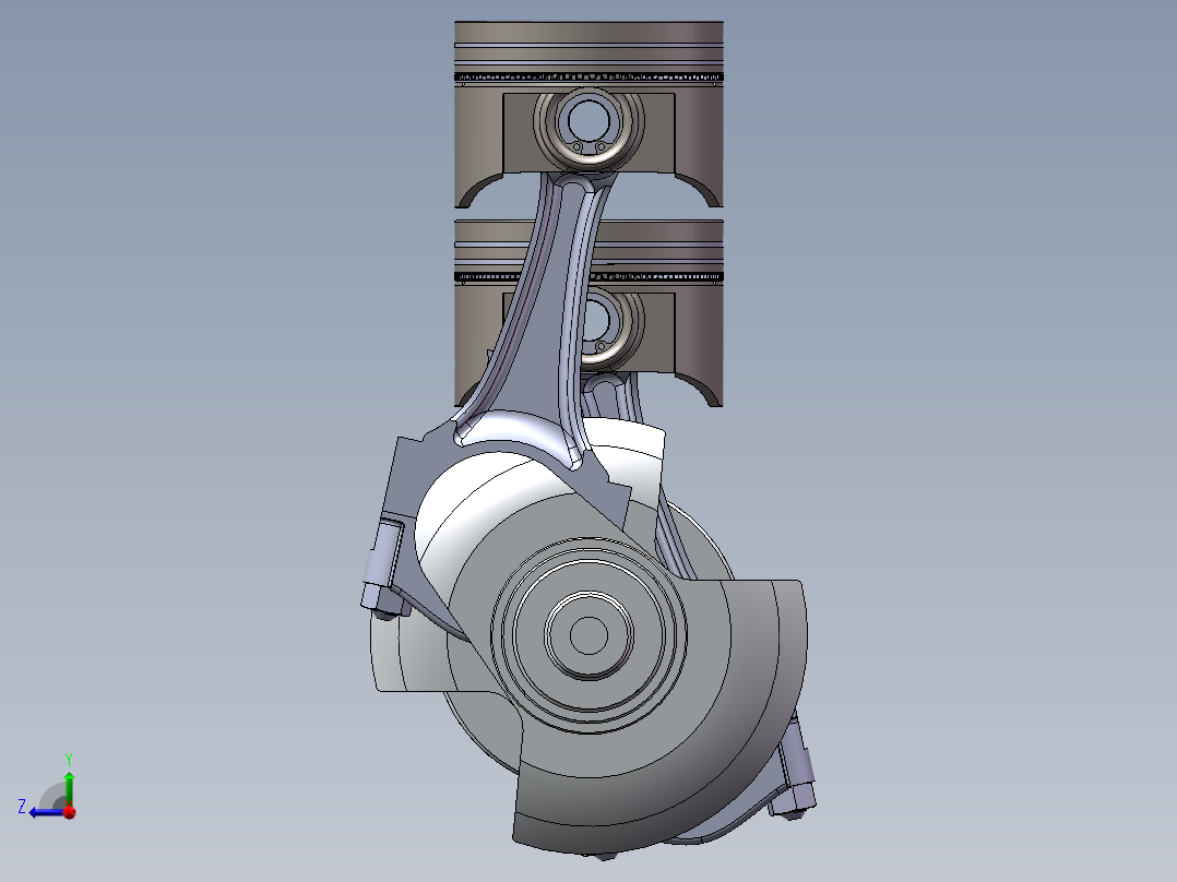 发动机活塞连杆传动机械模型右视图