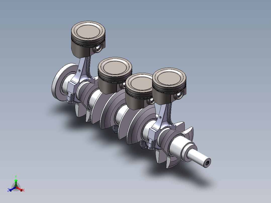 发动机活塞连杆传动机械模型正等轴测图